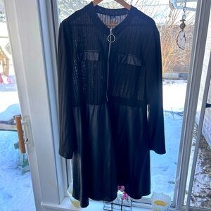 Brand new black vegan leather zip dress. Fits like a 2x